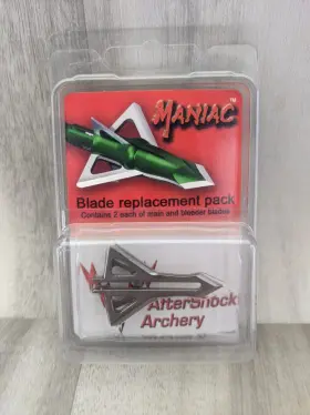 Man-100-b Aftershock Archery Pack Of Maniac Broadhead Main And Bleeder Blades 2 Each