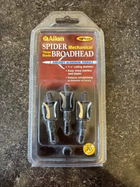 Allen 026509146605 New Spider Mechanical Broadhead 3 Blade Sealed Deer Hunting Bucks