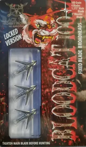 Bc100l Black Flag Archery - Bloodcat 100 Grain Locked Version 3pk