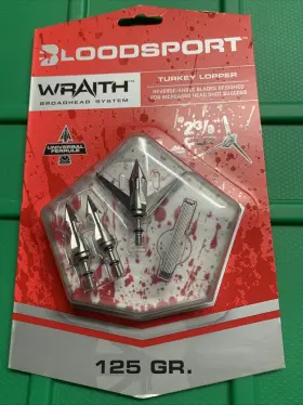 10785 Bloodsport Wraith Turkey Lopper Fixed Blade 125 Grain Stainless Steel Broadhead