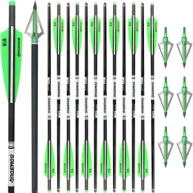 Bowsoul 782469939182 Crossbow Bolts 20 22 Inch Carbon Archery Arrows 12 Pack And 6 3 Blade Hu