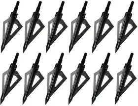 Brand Sinbadteck 714757646625 Hunting Broadheads 12pk 3 Blades Archery 100 Grain Screw-in Black