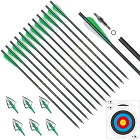 E5e10 964615223852 Crossbow Bolts - 20 Inch Carbon Arrows Kit Included 12 Pc A