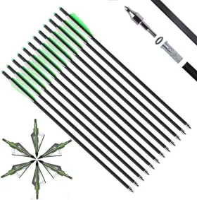 Irq-1 Irq 742186058238 20 Inch Crossbow Bolts And Broadheads Set Carbon Arrow