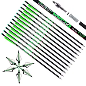 Lwano 749889667286 Crossbow Bolts 20 22 Inch Carbon Archery Arrows 12 Pack And 6 Hunt