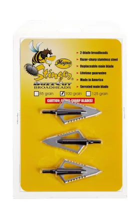 100-grain Magnus 28581 Stinger Buzzcut 2 Blade Arrow Broadhead Pack Of 3