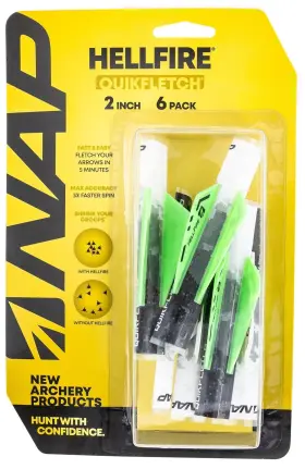 Nap60035 Nap New Archery Products 033576600350 Quickfletch Hellfire Fletching White Green/ 6 Pack