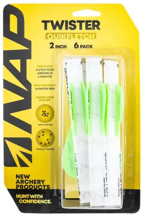 Nap60638 Nap New Archery Products 033576606383 Quickfletch Twister Fletching White Green/ 6 Pack