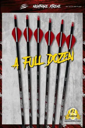 Mncpb24 Nightmare Xtreme 300 350 Spine Complete Arrow 6/pack Fletched Custom Cut