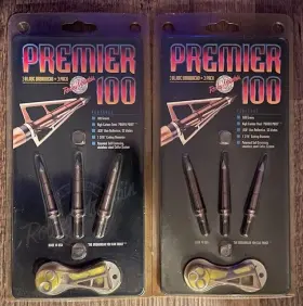 11803 Rocky Mountain Barrie Archery Mtn Premier 100 Broadheads - 2 Pks Of 3 Pk Blade Gr 1-3/16 Inch Dia