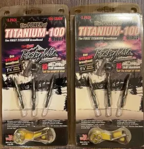 Titanium-100 Rocky Mountain Mtn Broadheads - 2 Pks Of 3 Pk Blade 100 Gr 1-1/8 Inch Dia