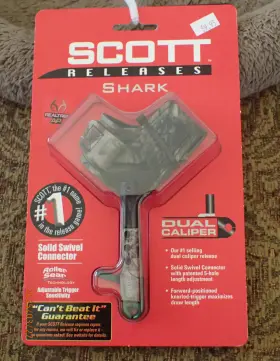1002bs2-ca Scott Releases Shark Buckle Strap Double Caliper Camo Bow Release New Sealed
