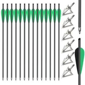 Serfawnch 759382115092 14-pack 21 Inch Carbon Crossbow Bolts With 6 Removable 100 Grain Broadheads 420