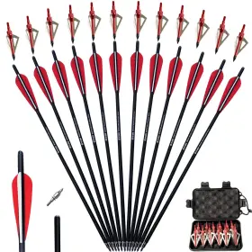 Tit-coyo 750439183903 18 20 22 Inch Carbon Crossbow Bolts And Broadheads Set 12 Pcs Hunt