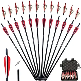Tit-coyo 780744795942 18 20 22 Inch Carbon Crossbow Bolts And Broadheads Set 12 P