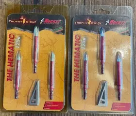 27811 Trophy Ridge 2 Pks Of 3 Pk Hematic Broadheads - 125 Grains Blades 1 Inch Dia