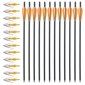 Vnaker 768494105686 20 Inch Carbon Crossbow Bolts 12 Pack And Hunting Broadheads