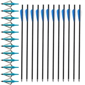 Vnaker 768494105778 20 Inch Carbon Crossbow Bolts 12 Pack And Hunting Broadheads