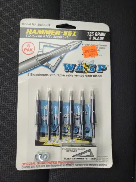 Wasp Archery Products 034343030035 6 Broadheads - Hammer-sst 125 Grain 3 Blade 1-3/16 Inch Cutting Diameter