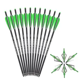 Jy-20cb Yls 6b-gr Crossbow Bolts 20 Inch Carbon With Hunting Broadheads 6 Pack Arr