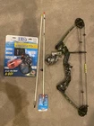 New Muzzy Vice Bowfishing Compound Bow, Reel Bottle And Arrows. Price: $375.00.