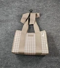Case-mate Beige Gingham Jelly Tote Bag Canvas Handle Bow Accent Waterproof Pre-owned. Price: $65.00.