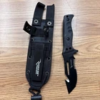 Rampage Products Black Tanto Fixed Blade Knife Gut Hook Sheath Survival Hunting Used. Price: $18.99.